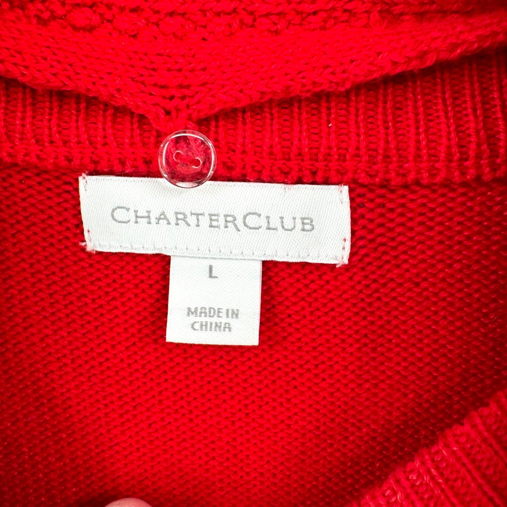 Charter Club Womens Red Cable Knit Sweater with Detachable Scarf Large - Picture 9 of 11